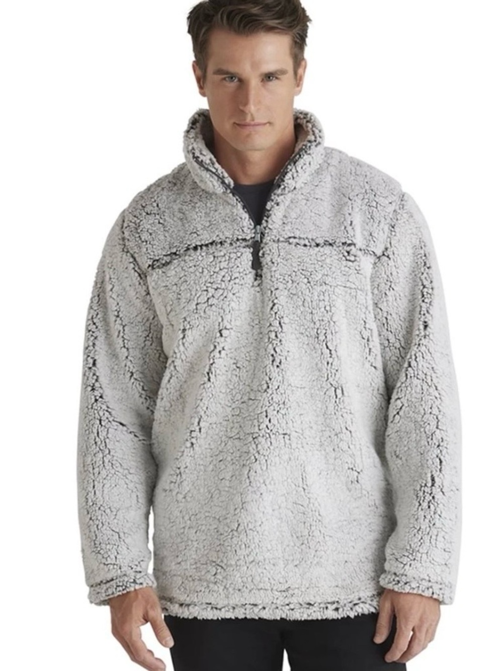 Burnside Frosty Grey Sherpa Fleece Quarter‎ Zip Pullover | SIze Small NWT